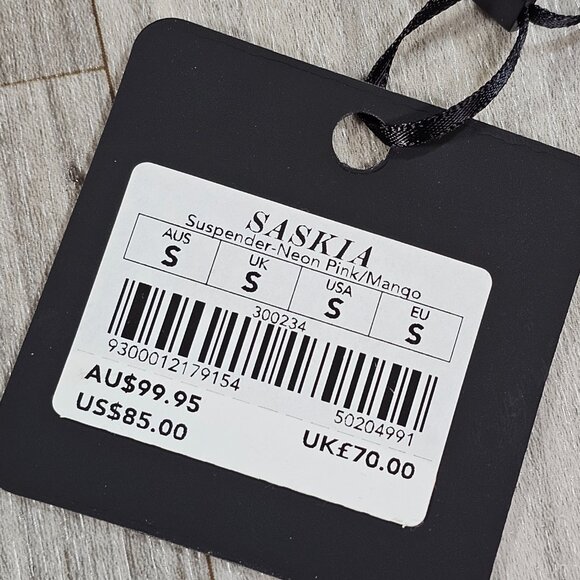 Honey Birdette Saskia Pink and Mango Suspender Garter Belt Size S - Picture 5 of 8